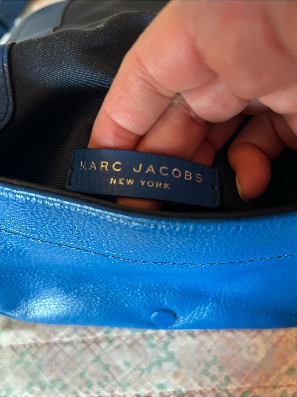 MARC JACOBS Empire City Large Royal Blue Leather Messenger Crossbody Saddle Bag - Picture 9 of 15